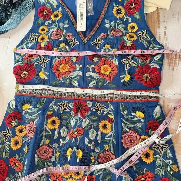 Alice + Olivia Patty Riviera Floral Embroidered A Line Mini Dress Size US 8 - Picture 13 of 15